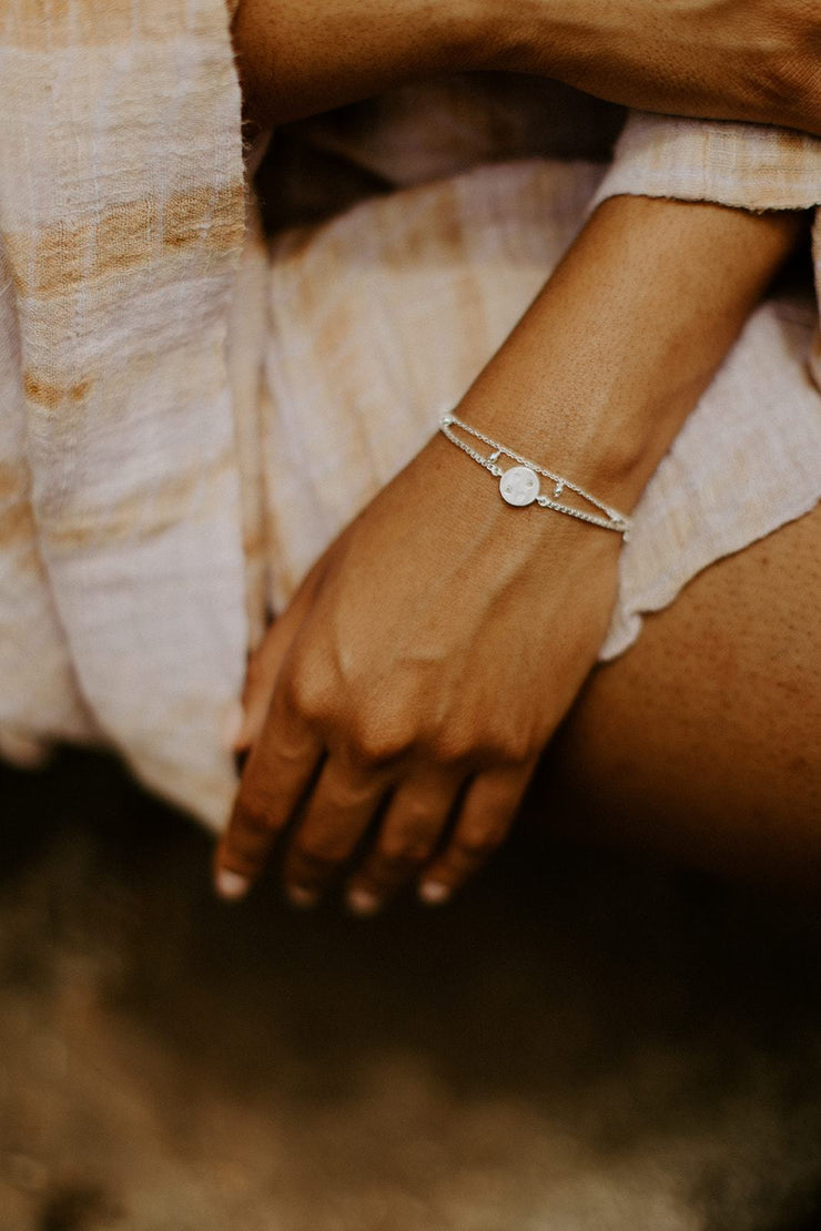 Tiny Crescent Moon Gemstone Bracelet | Luna | Blooming Lotus Jewelry