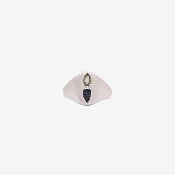Sapphire Back and Forth Signet Ring in Sterling Silver