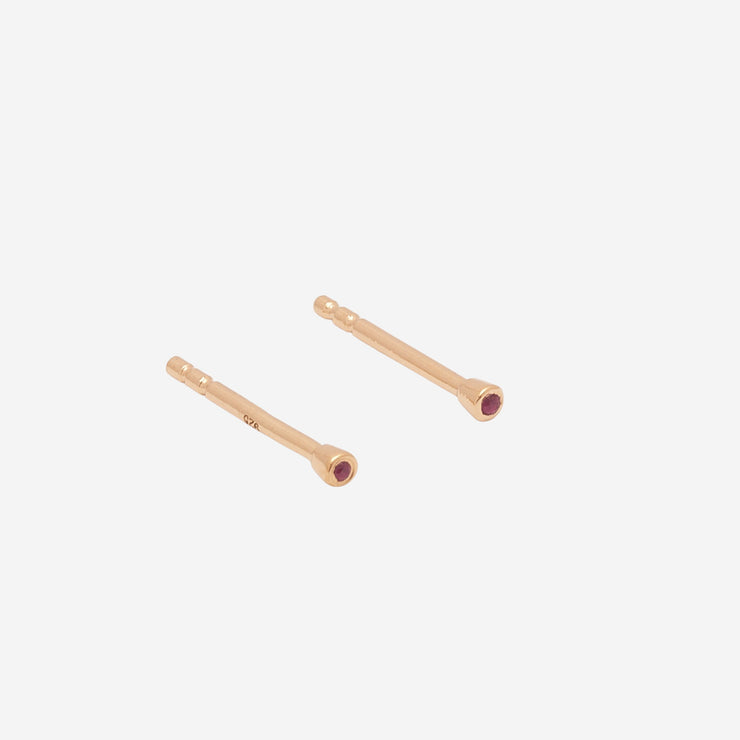 Ruby Tiny Studs in Gold Vermeil