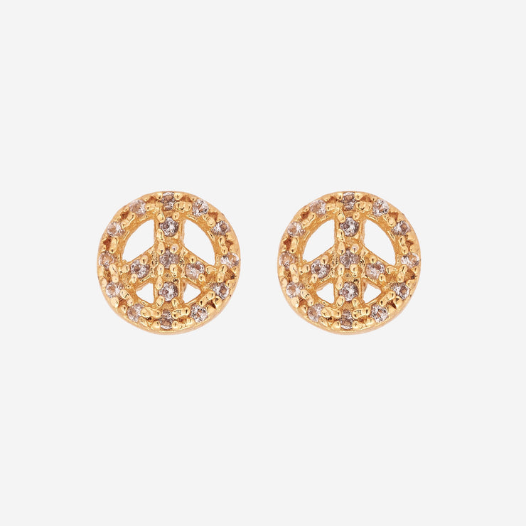 White Topaz At Peace Studs in Gold Vermeil