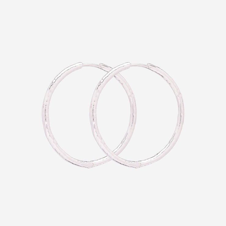 Nomad Large Hammered Hoops in Silver