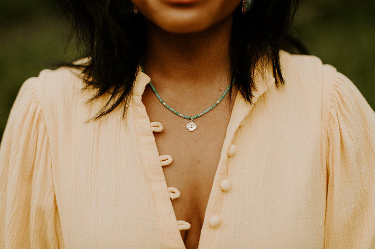 Amazonite Rays of Love Beaded Necklace in Gold Vermeil